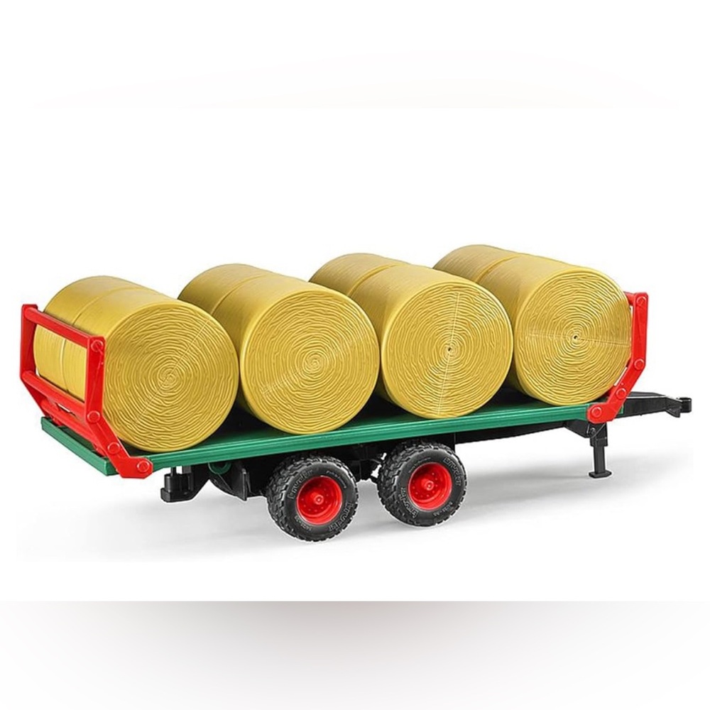 New Bruder 02220 Bale Transport Trailer with 8 Round Bales new in box